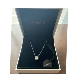 Pandora Square Sparkle Halo Necklace